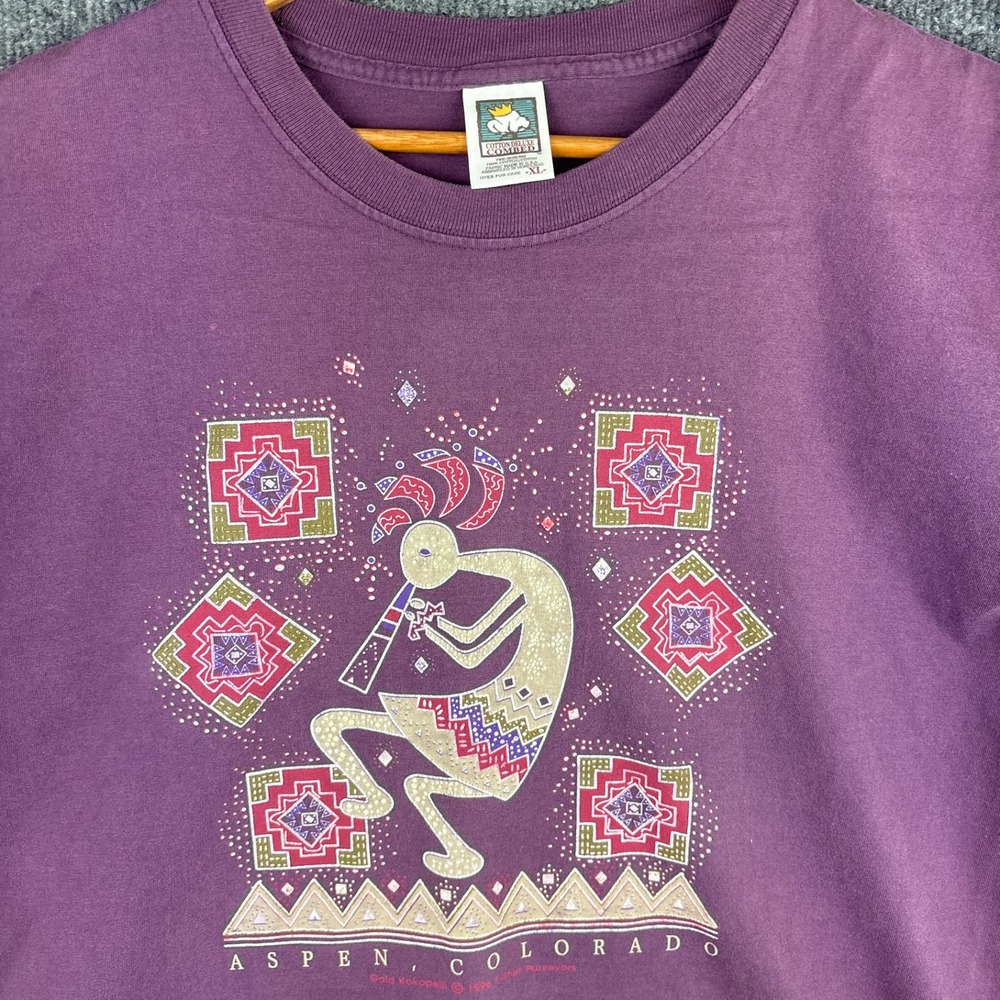 Vintage 1996 Kokopelli Aspen Colorado XL T-Shirt Purple Southwest